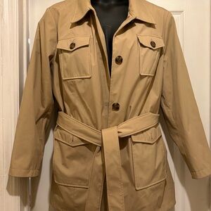 dennis basso Tan Belted Trench Coat